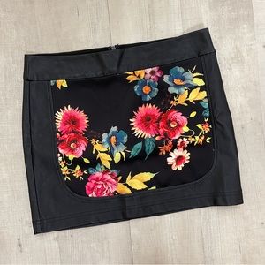 Whitney Eve Boutique Floral Faux Leather Mini Skirt